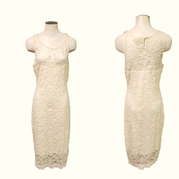 Wishful Park Ivory Embroidered Lace Scalloped Hemline Sleeveless Dress Sz XXL - Picture 1 of 14